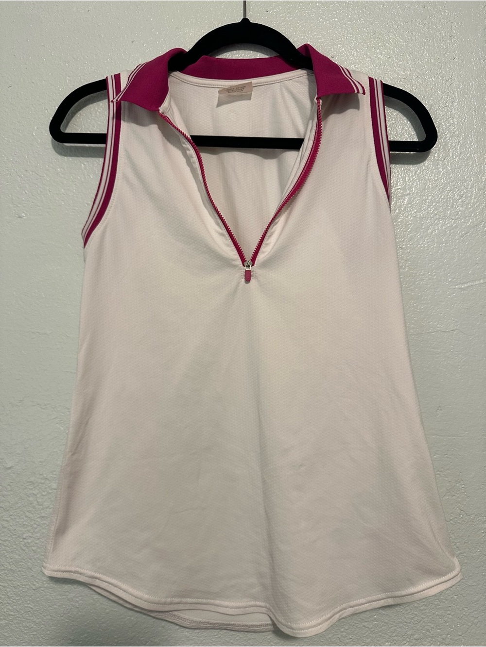 Jofit Sleeveless White Polo Top with Pink Trim Size XS